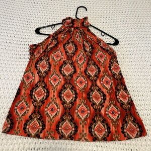 Cato Vibrant Orange Patterned Blouse